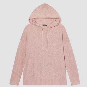 Eileen Fisher Organic Cotton Linen Slub Hooded Top, Light Plum, Size Large, NWT